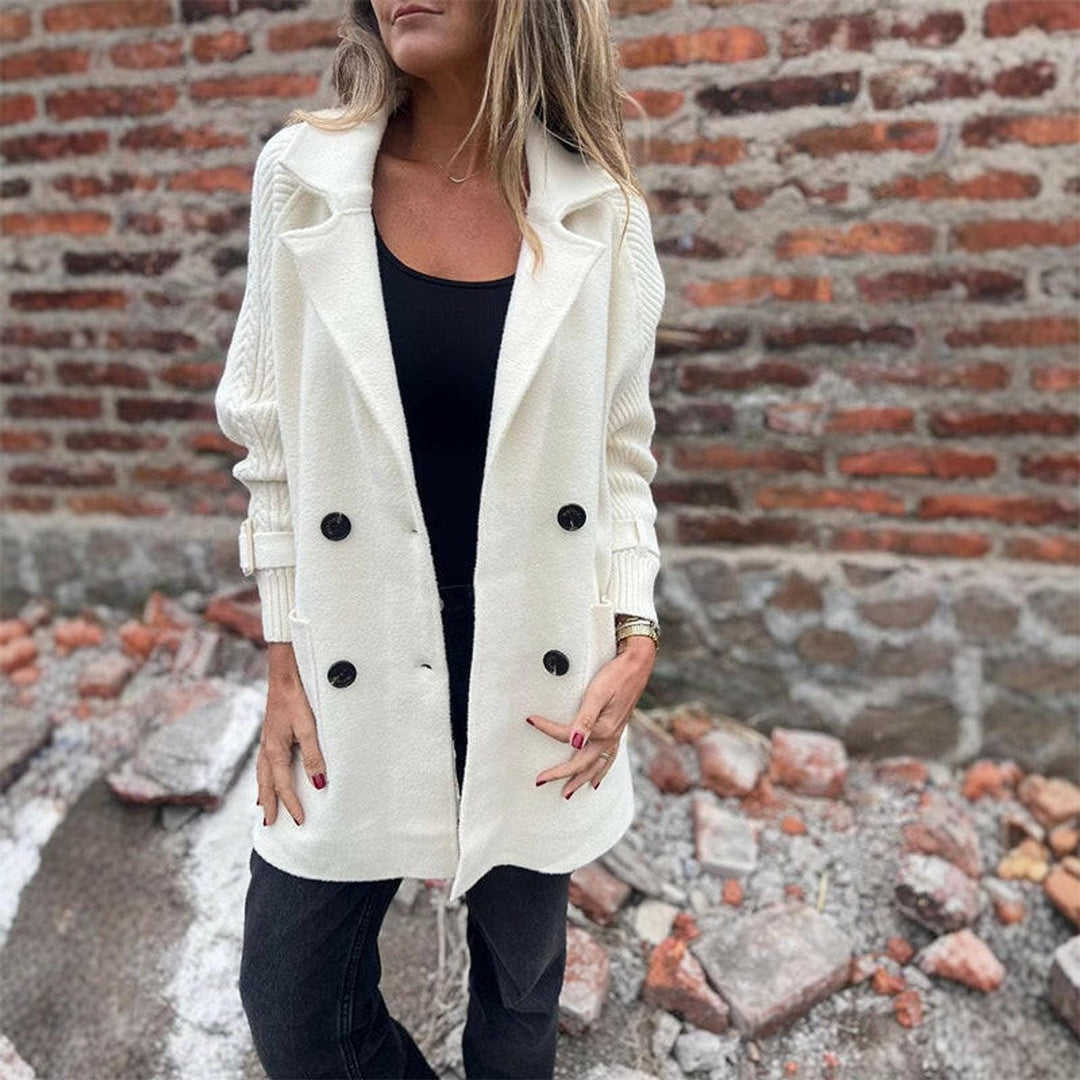 Agnes | Double-Breasted Knit-Sleeve Coat