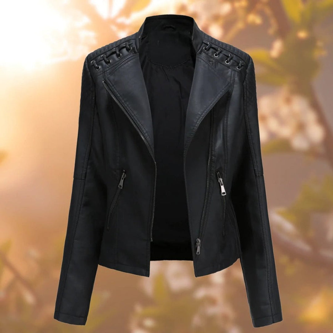 Ruby | Moto-Style Zip-Up Biker Jacket