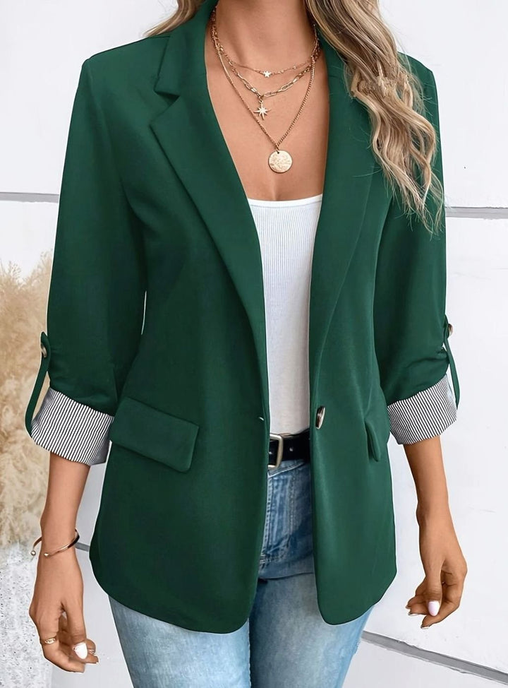 Daphne | Open-Front Striped-Cuff Office Blazer