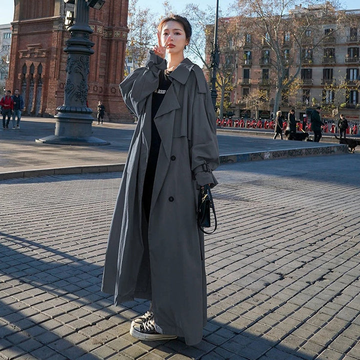 Lena | Oversized Double-Breasted Long Trench Coat