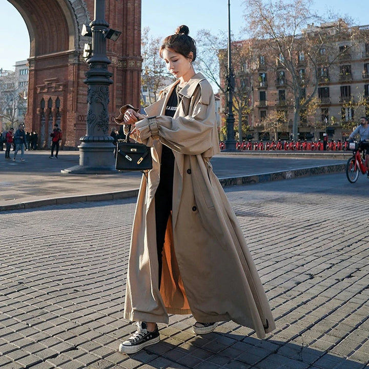 Lena | Oversized Double-Breasted Long Trench Coat