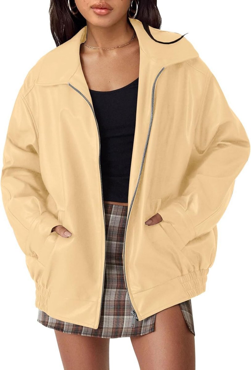 Joanne | Oversized Zip-Up Bomber Jacket