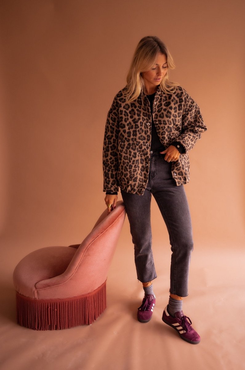 Colette | Oversized Leopard-Print Snap-Button Jacket