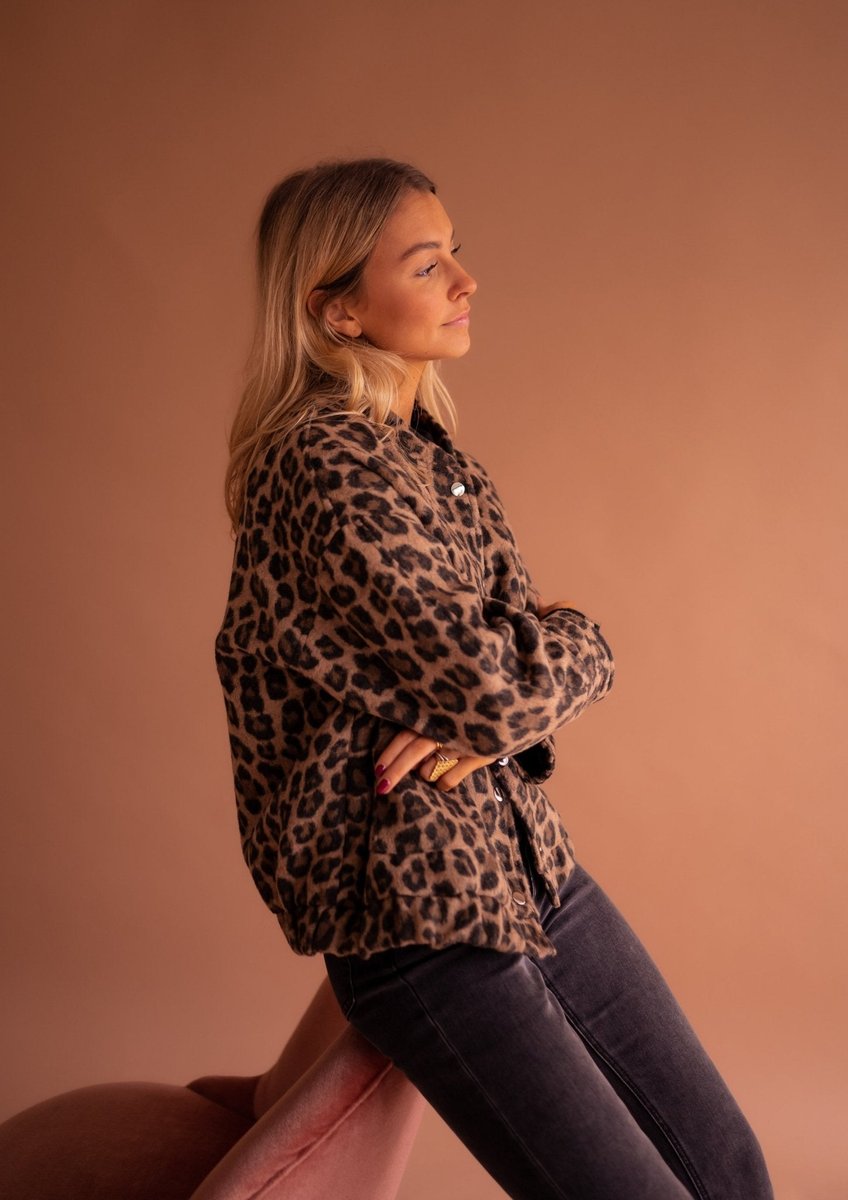 Colette | Oversized Leopard-Print Snap-Button Jacket