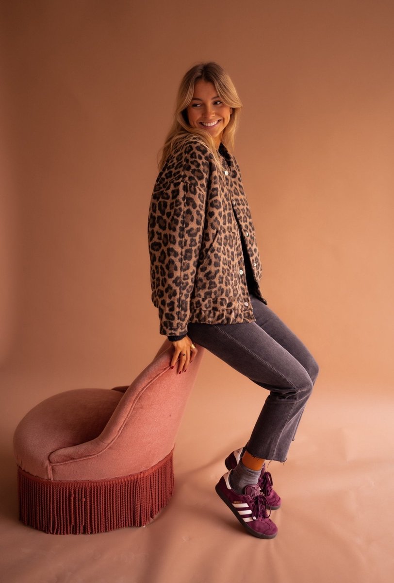 Colette | Oversized Leopard-Print Snap-Button Jacket
