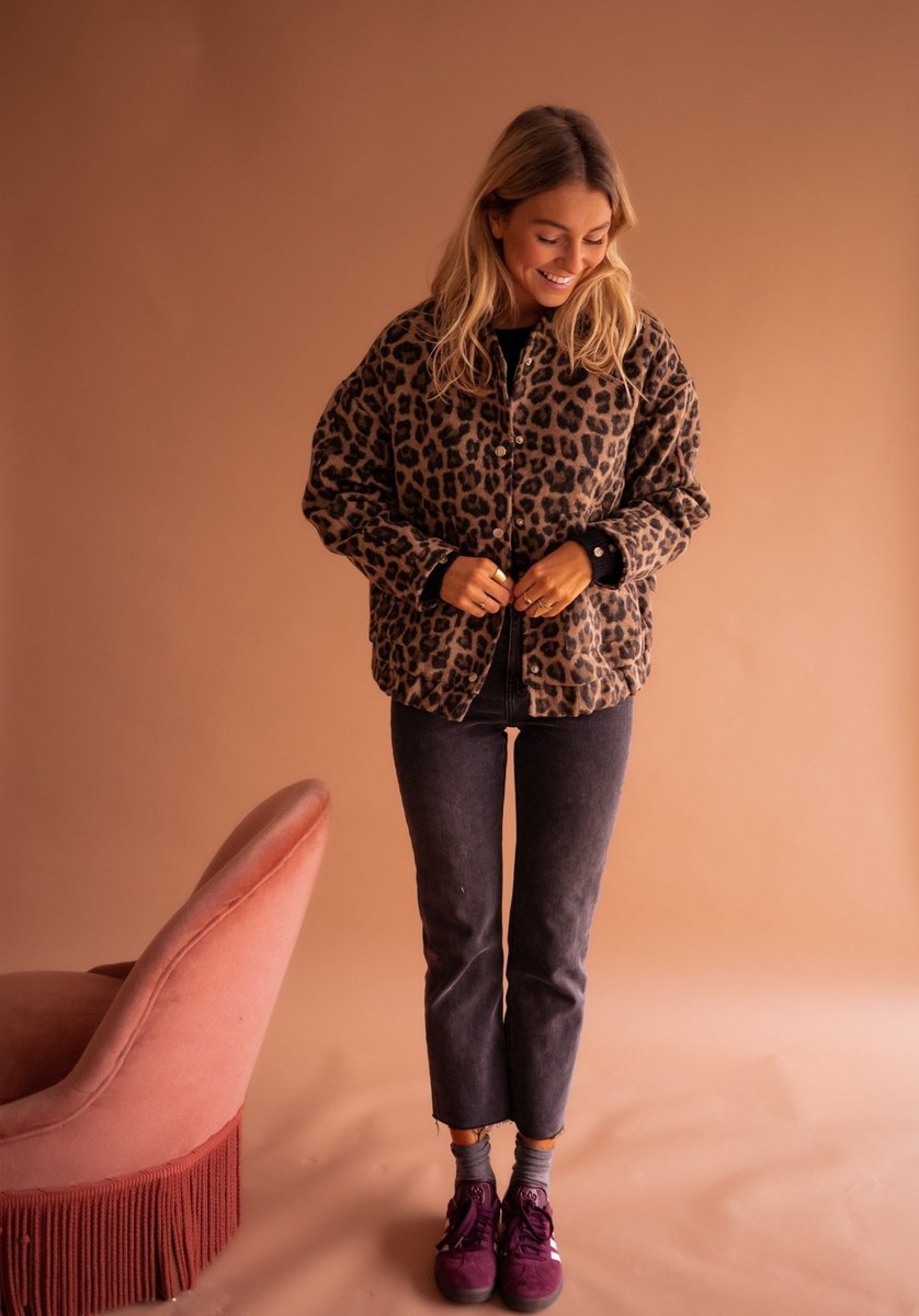 Colette | Oversized Leopard-Print Snap-Button Jacket