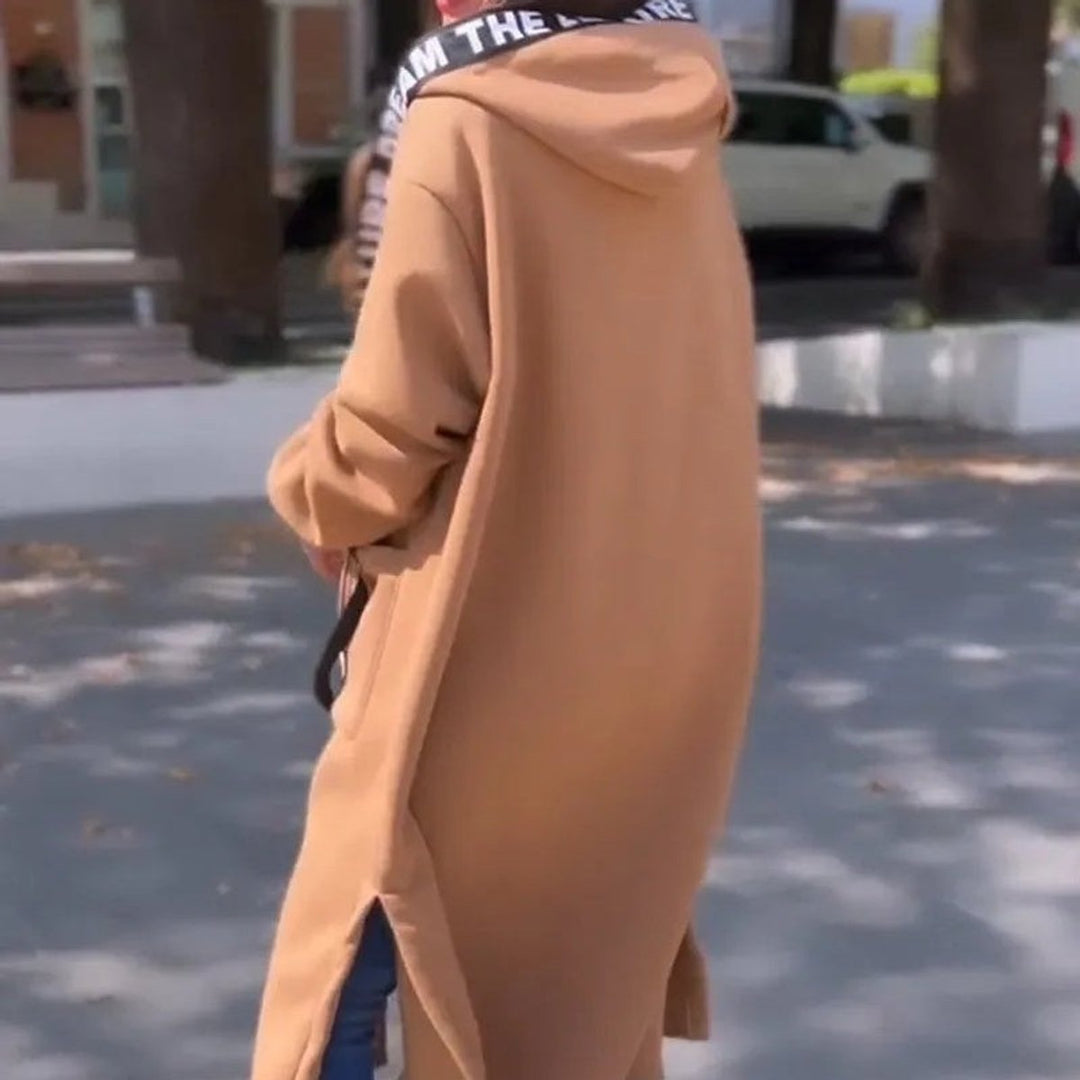 Amelie | Oversized Hooded Long-Line Zip-Up Coat