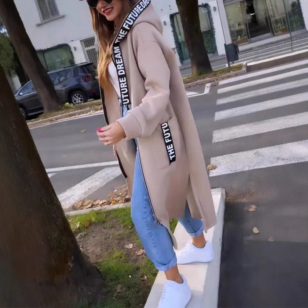 Elena | Oversized Long Hooded Zip-Up Coat