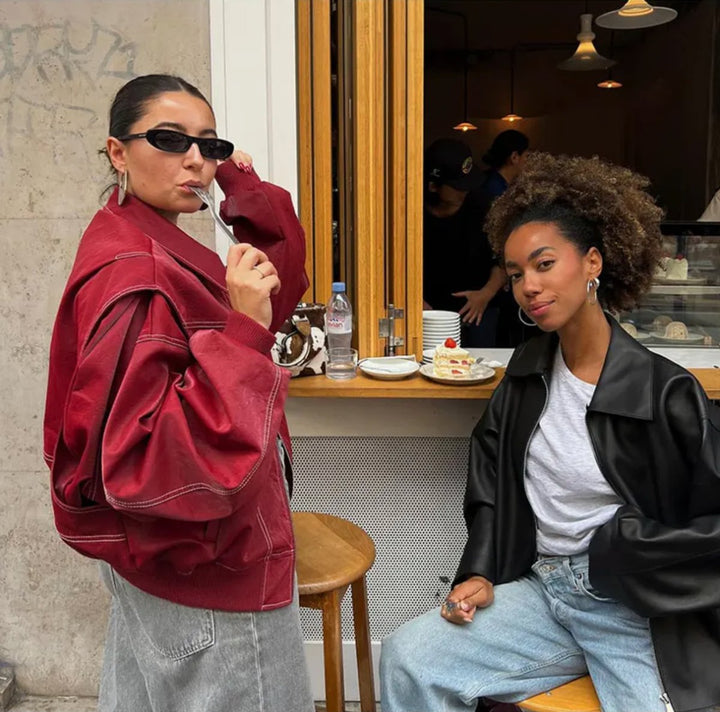 Cordelia | Oversized Contrast-Stitch Bomber Jacket