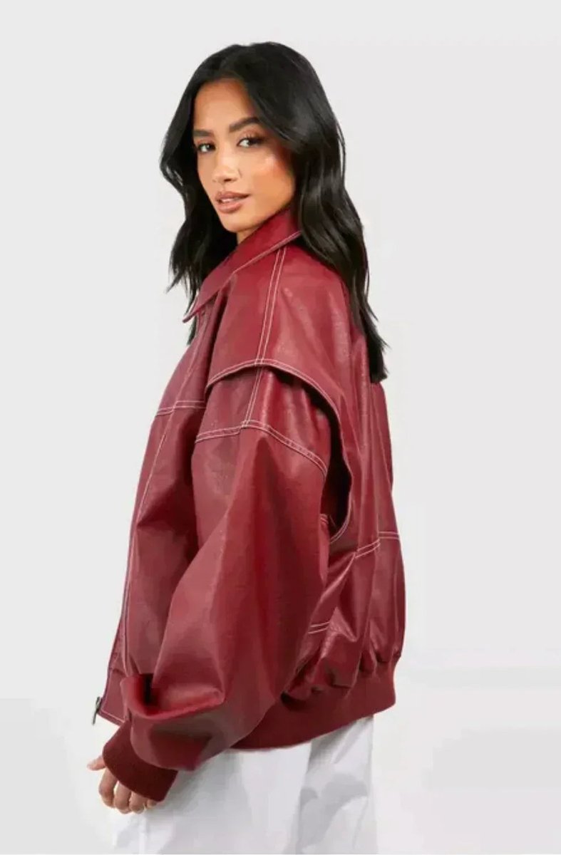 Delaney | Oversized Contrast-Stitch Bomber Jacket
