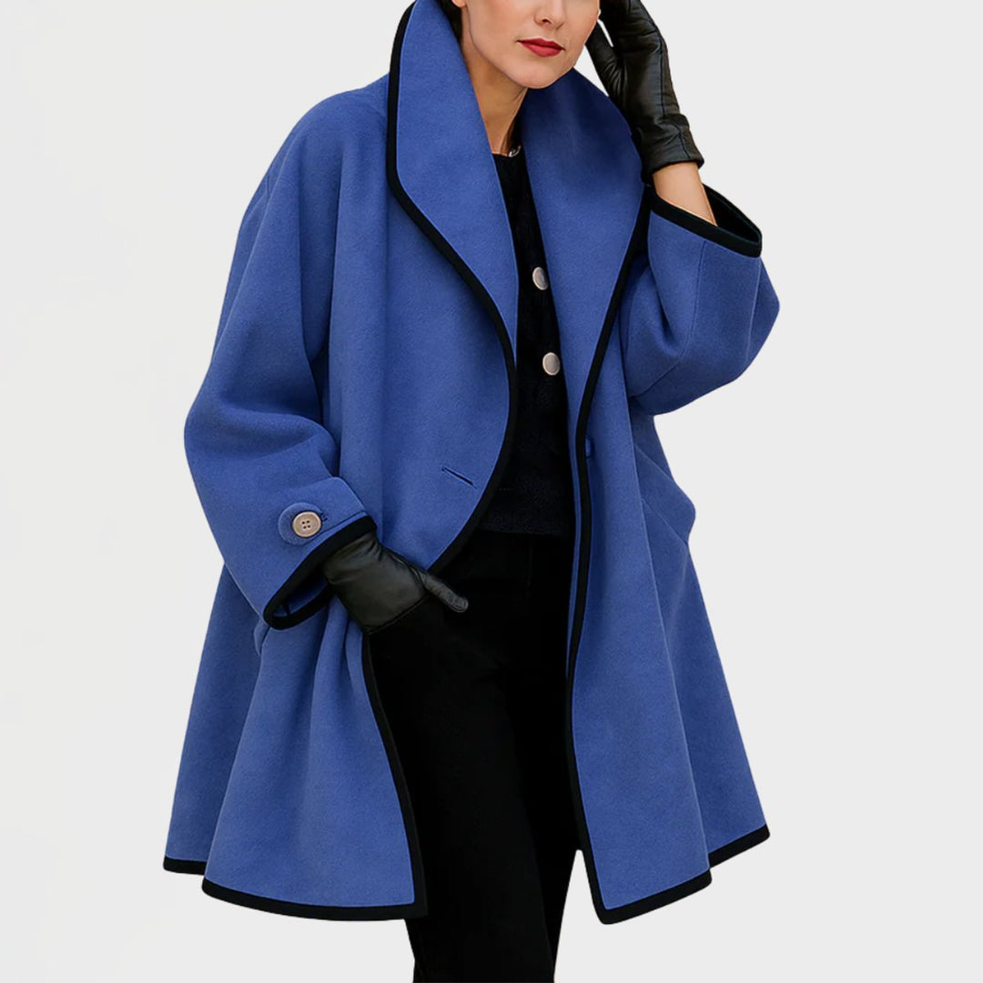Selina | Oversized Contrast-Trim Coat