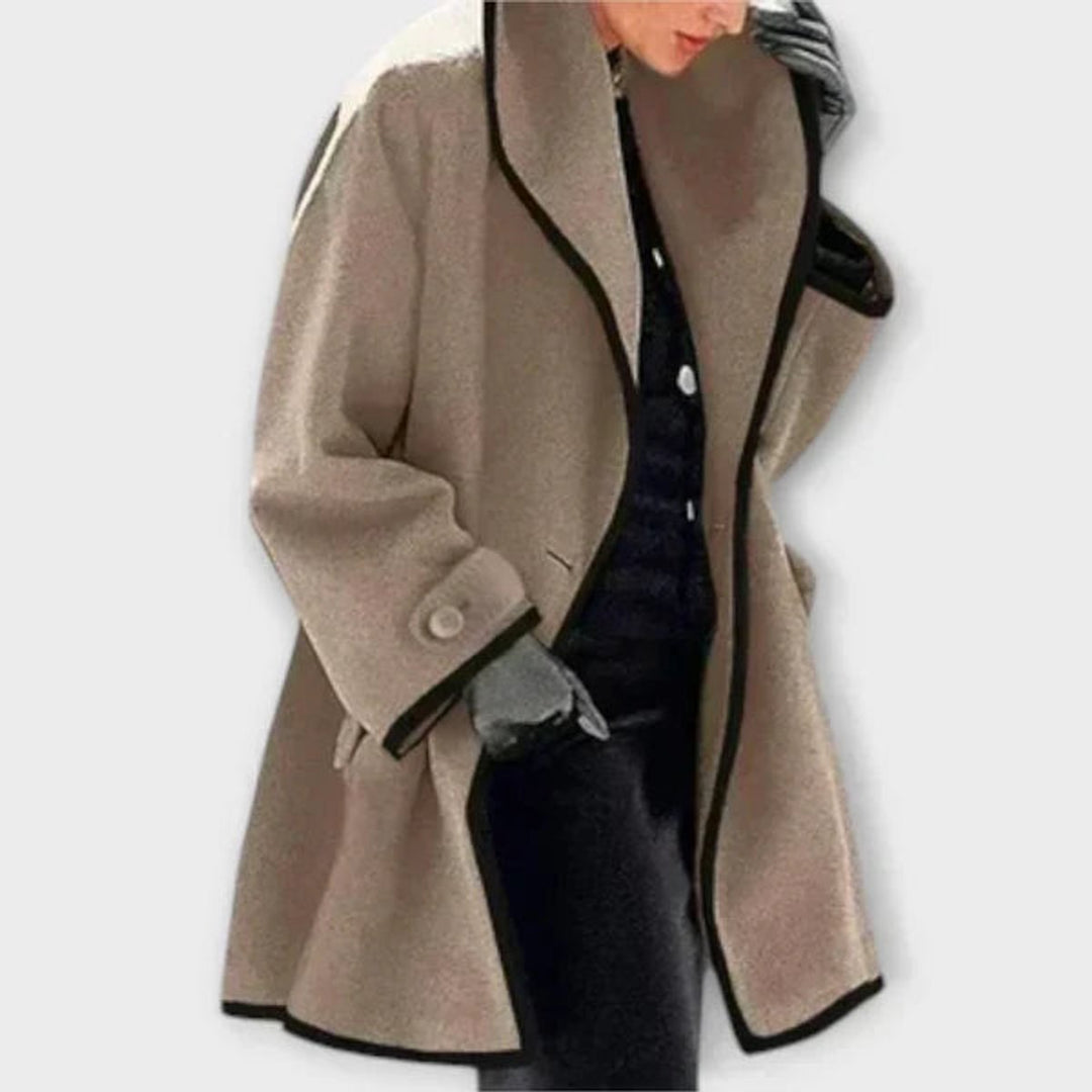 Clementine | Oversized Contrast-Trim Coat