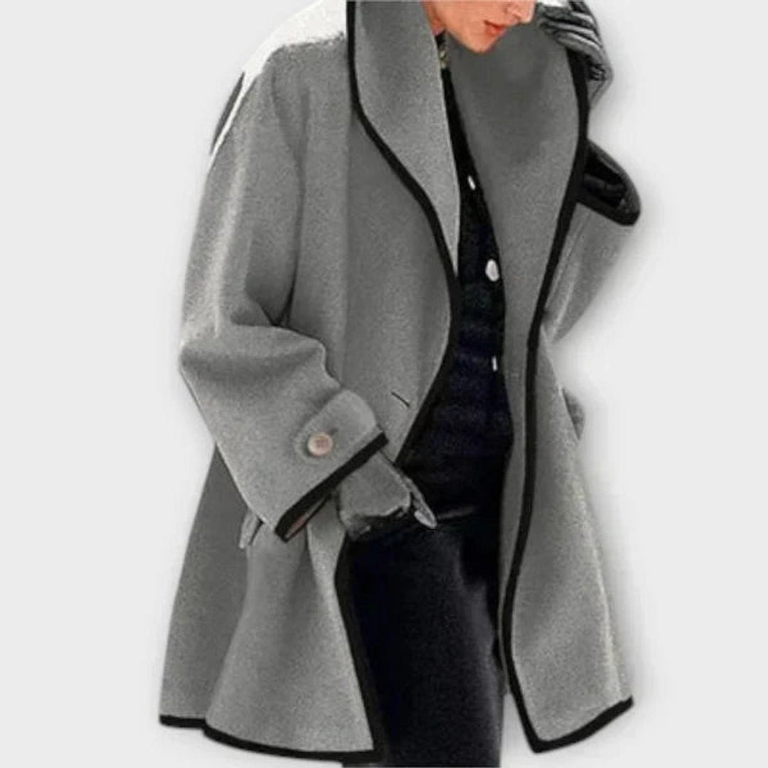 Selina | Oversized Contrast-Trim Coat