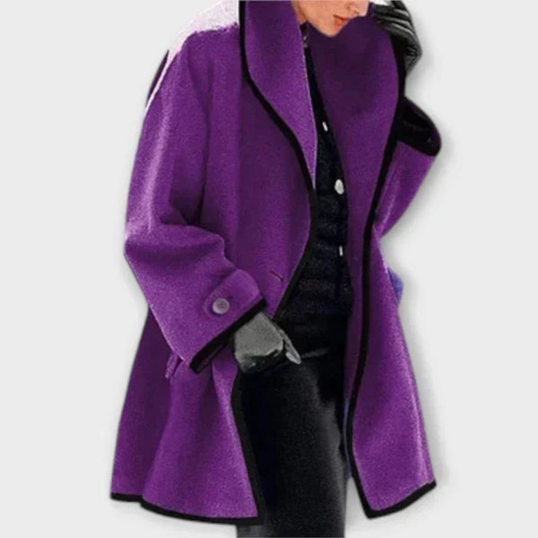 Selina | Oversized Contrast-Trim Coat