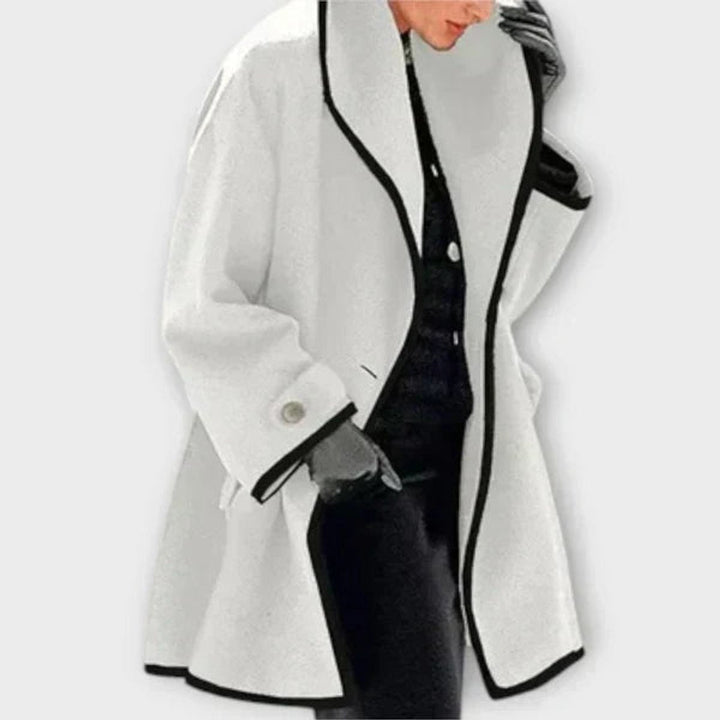 Selina | Oversized Contrast-Trim Coat