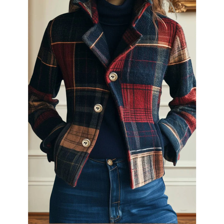 Edith | Plaid Patchwork Cropped Jacket