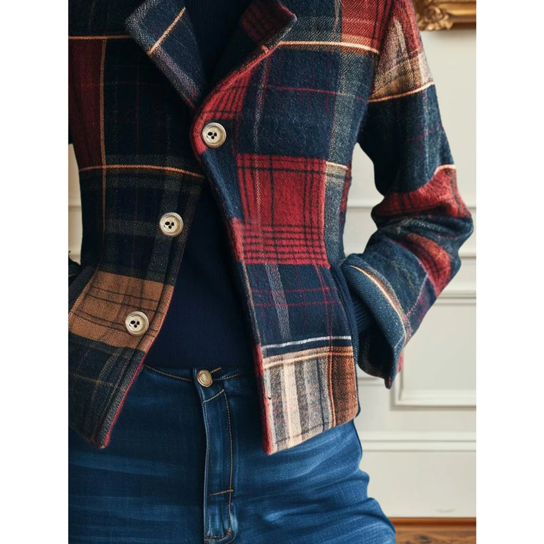 Edith | Plaid Patchwork Cropped Jacket