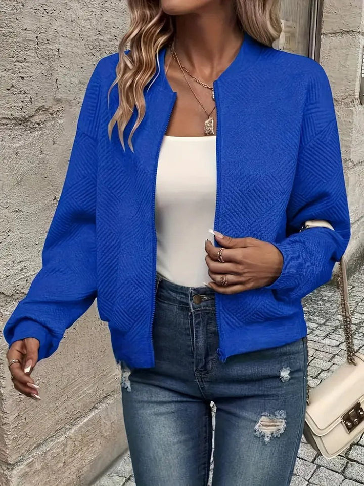 Roberta | Textured Zip-Up Bomber Jacket