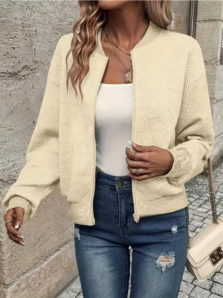 Roberta | Textured Zip-Up Bomber Jacket