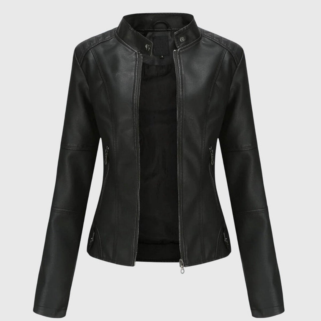Sasha | Slim-Fit Stand-Collar Moto Jacket