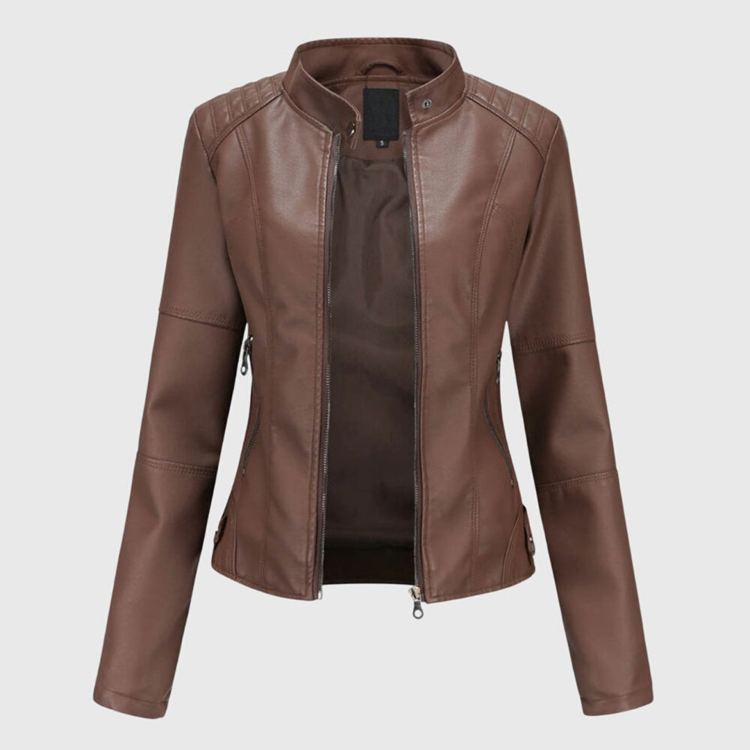Sasha | Slim-Fit Stand-Collar Moto Jacket