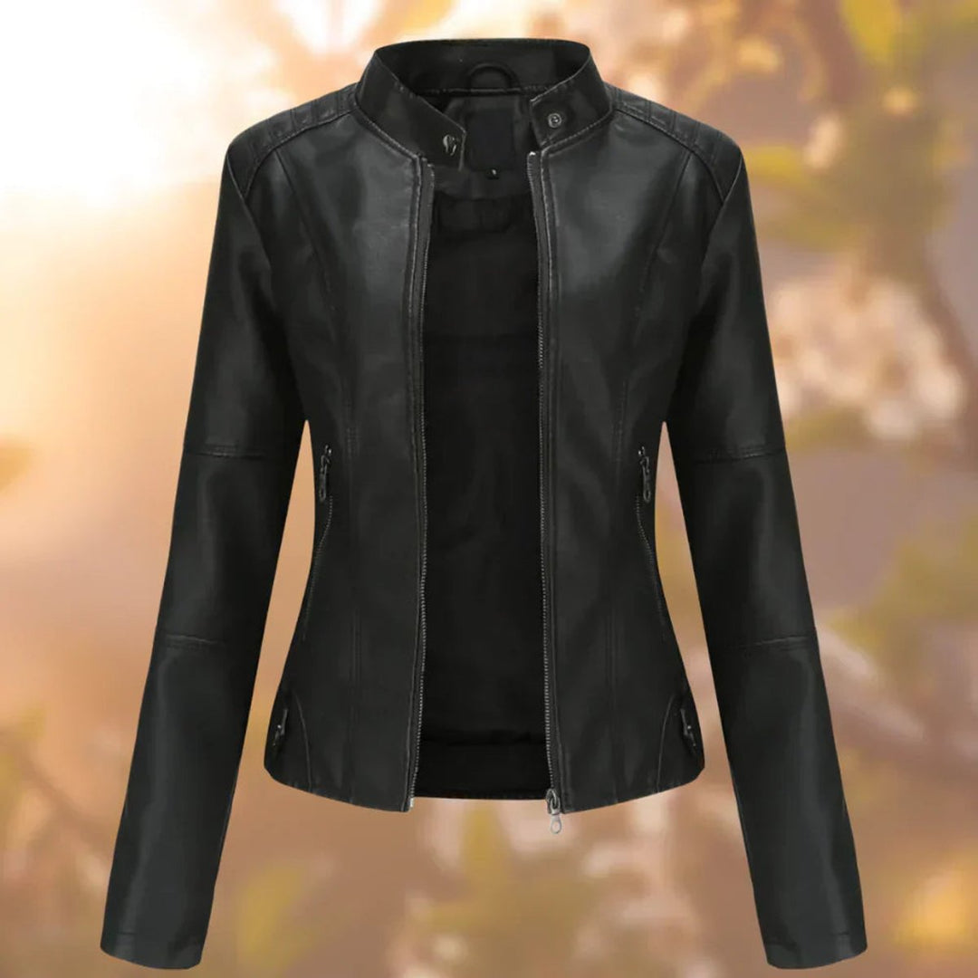 Larissa | Women's Slim-Fit Zip-Up Moto Jacket