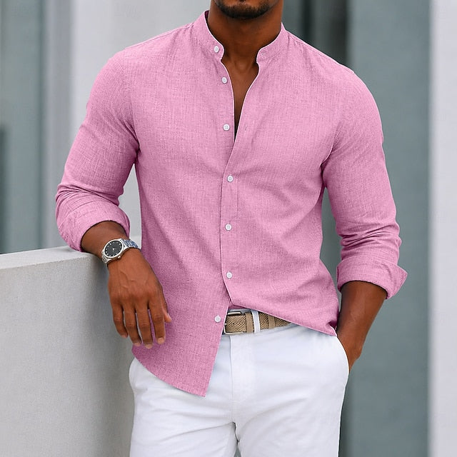 Michael | Men's Textured Stand Collar Long Sleeve Shirt
