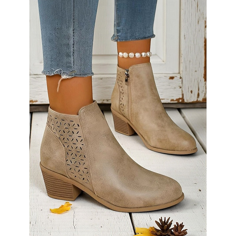 Marcella | Cutout Block-Heel Ankle Boots