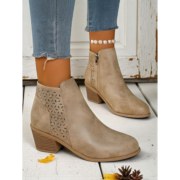 Marcella | Cutout Block-Heel Ankle Boots
