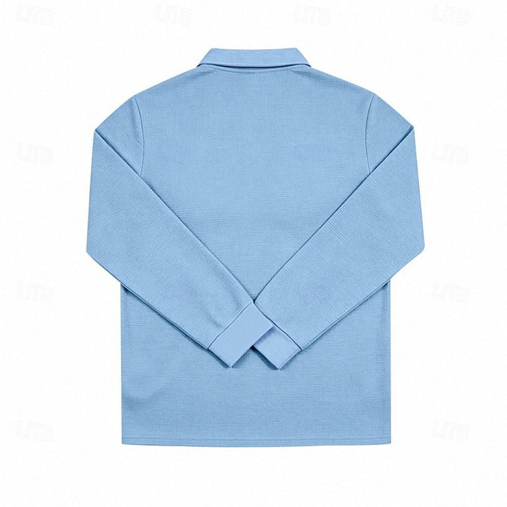 Damon | Textured Long-Sleeve Polo Shirt