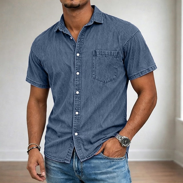 Kyle | Men's Acid Wash Cotton Short Sleeve Shirt