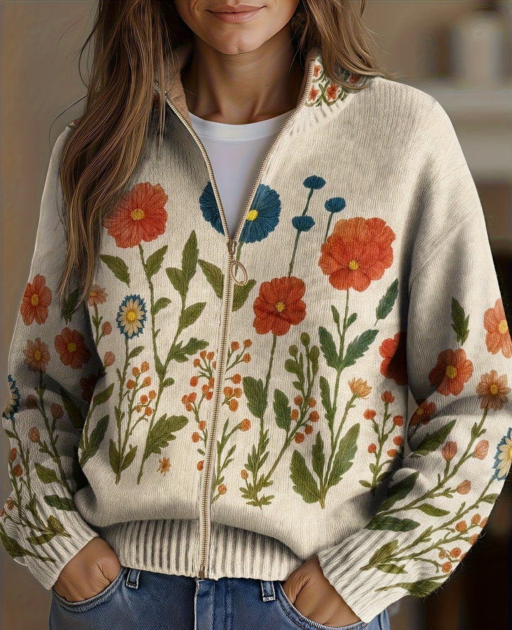 Rachel | Botanical Zip Cardigan