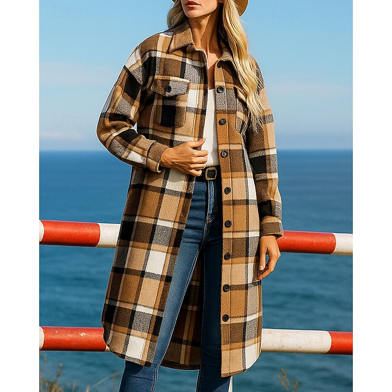 Delia | Christmas Plaid Longline Coat