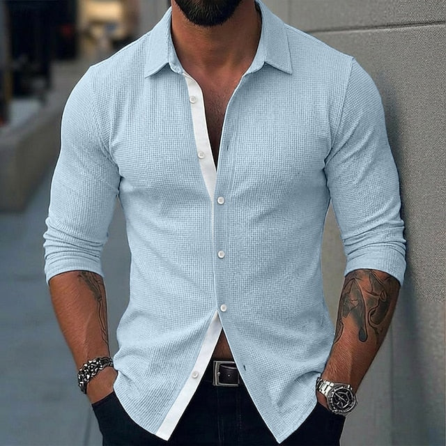 Isaac | Men's Waffle Knit Long Sleeve Shirt