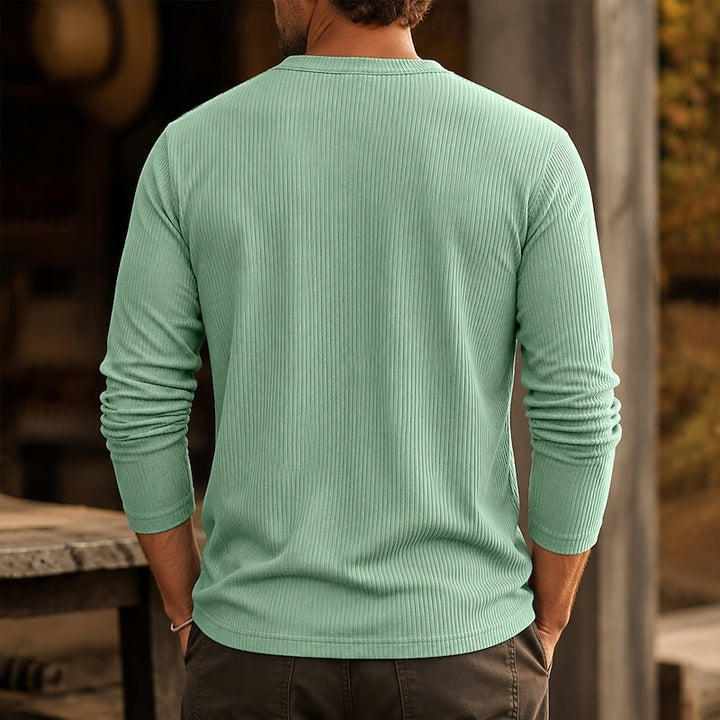 Nolan | Ribbed Long-Sleeve Henley Shirt