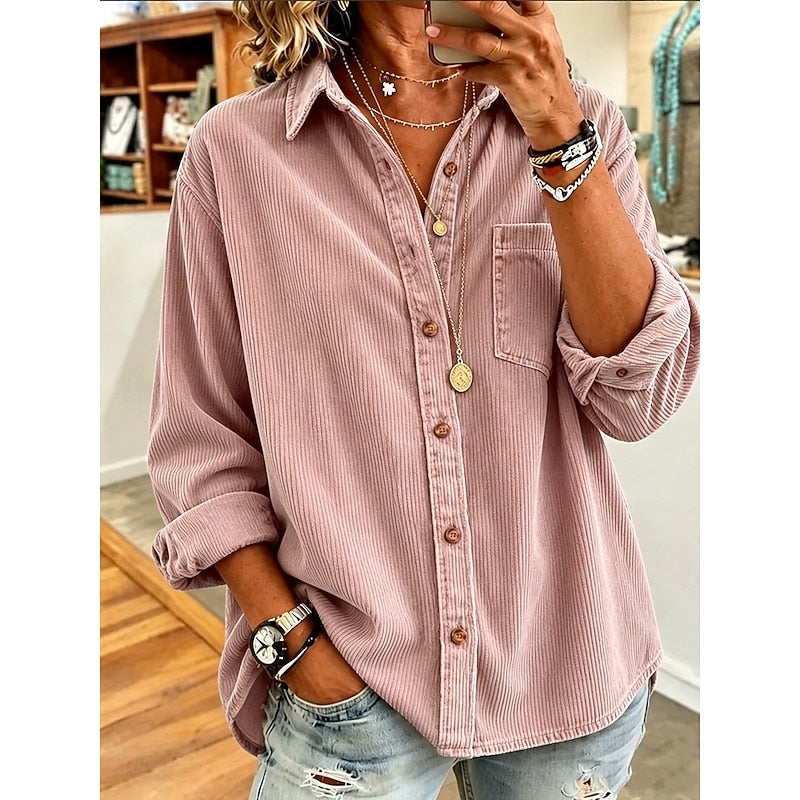 Harper | Relaxed Ribbed Button-Up Shirt