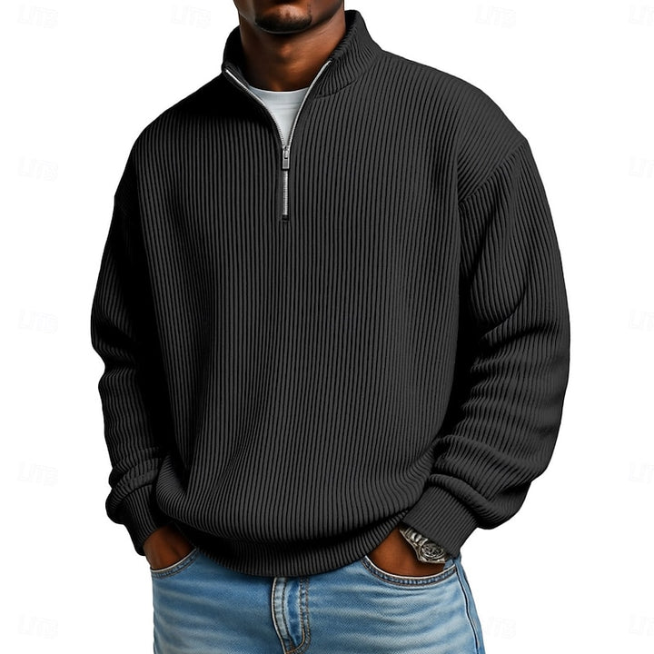 Garrett | Ribbed Stand-Collar Quarter-Zip Pullover