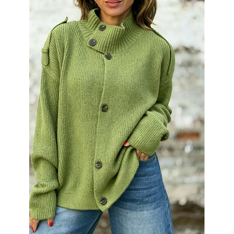 Lorna | Buttoned Stand-Collar Cardigan