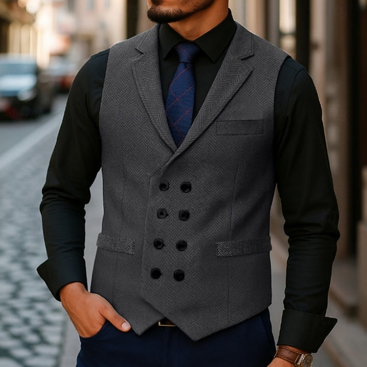 Alistair | Double-Breasted Herringbone Waistcoat