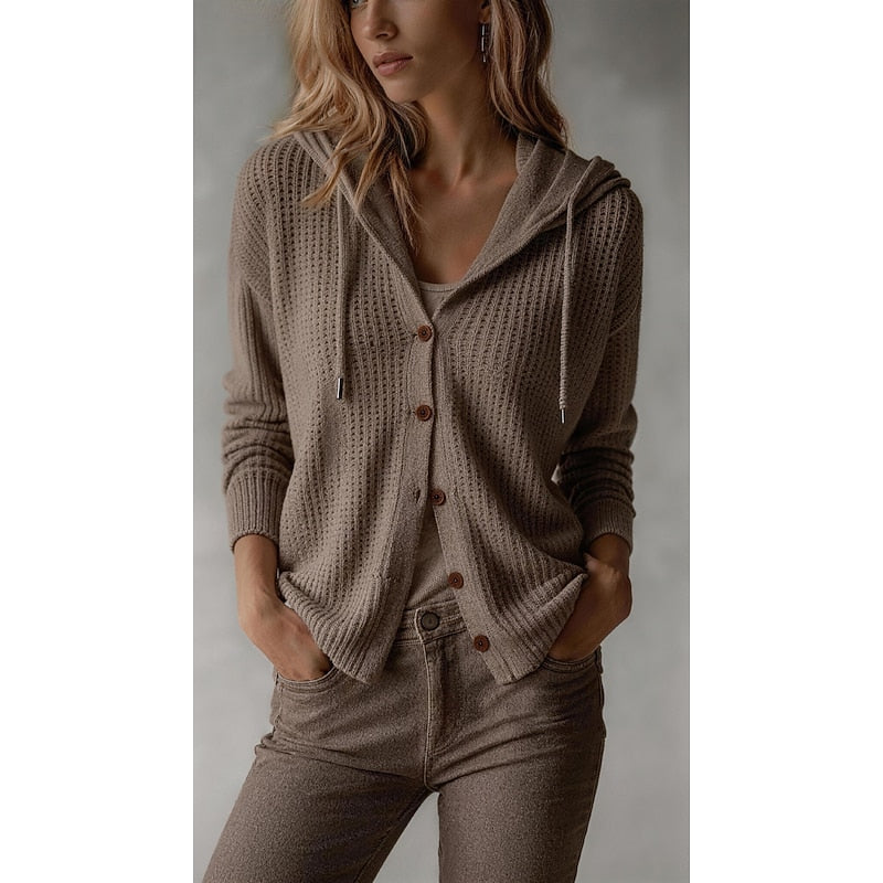 Iris | Hooded Button-Front Cardigan