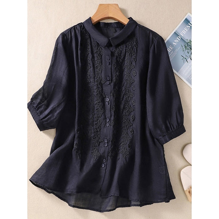 Georgia | Embroidered Peter Pan Collar Blouse