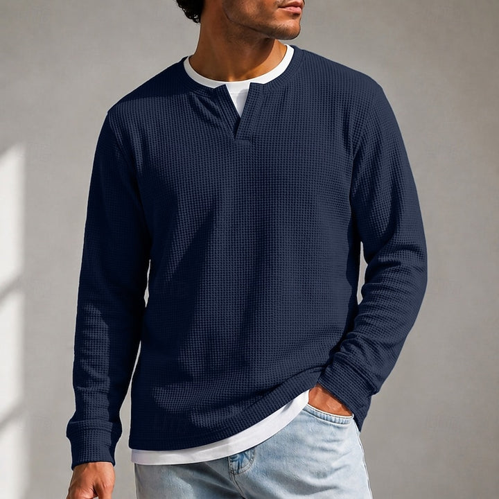 Bradley | Textured Waffle Long-Sleeve Top