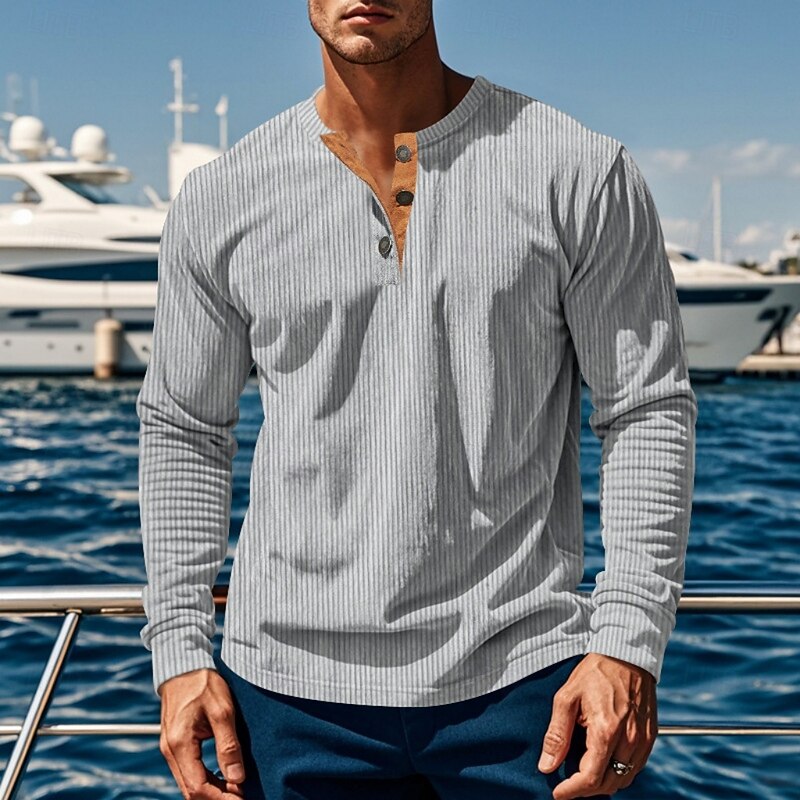 Grayson | Ribbed Long-Sleeve Henley Shirt