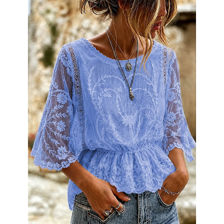 Cecilia | Embroidered Peplum Blouse
