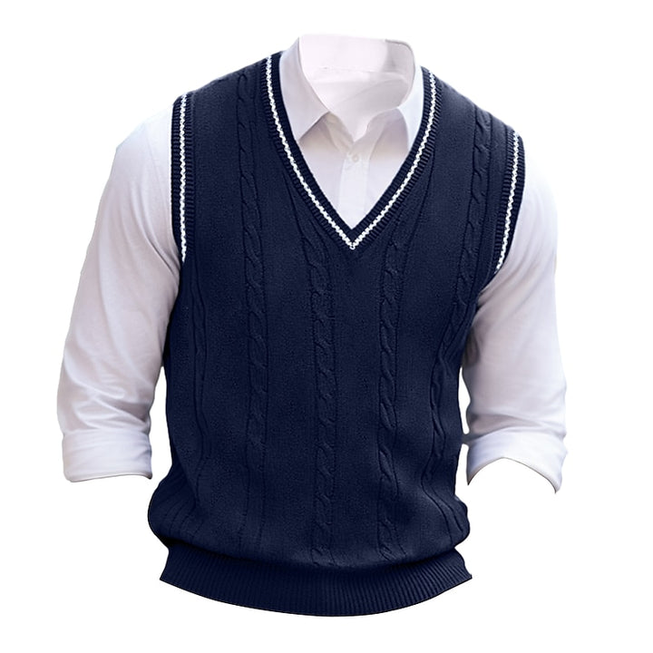 Arthur | Cable Knit V-Neck Sweater Vest
