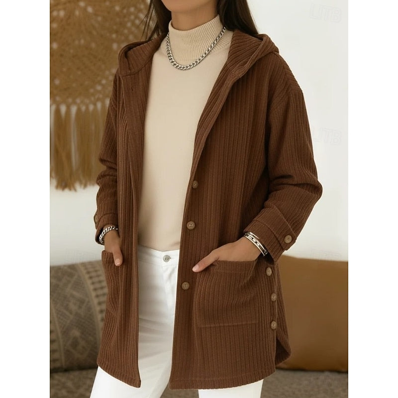 Miranda | Hooded Ribbed Coat