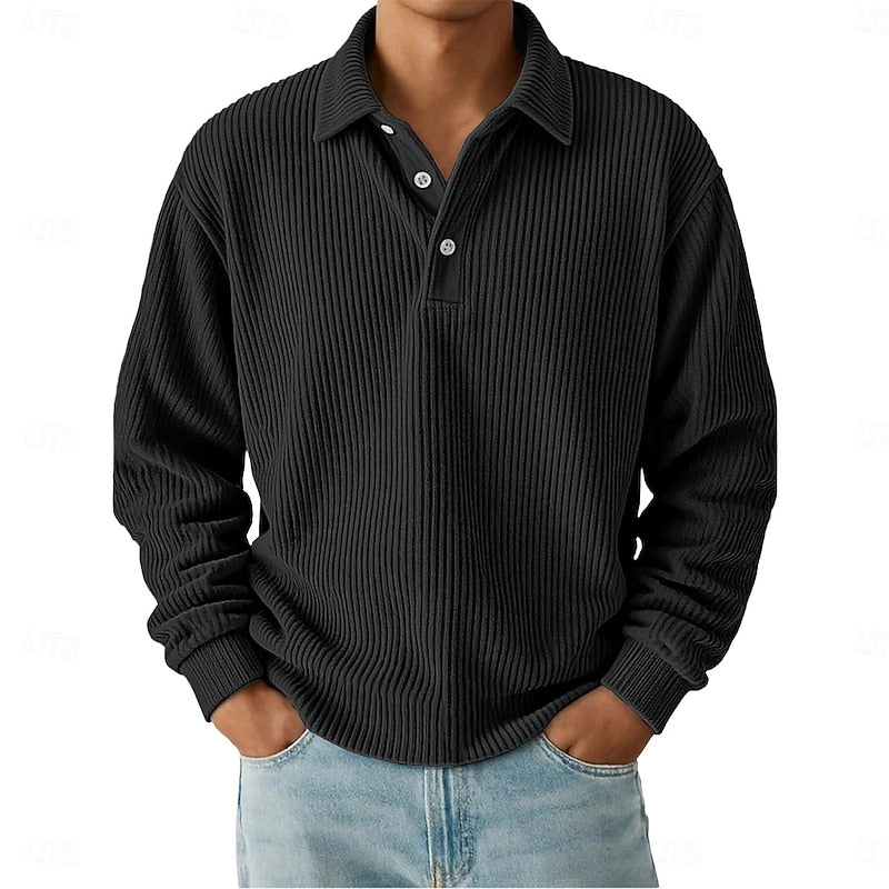 Hudson | Textured Long-Sleeve Polo Shirt