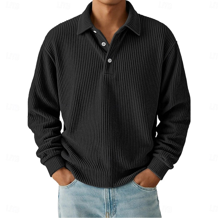 Hudson | Textured Long-Sleeve Polo Shirt