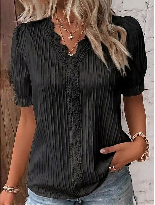 Harper | Lace-Trim V-Neck Blouse