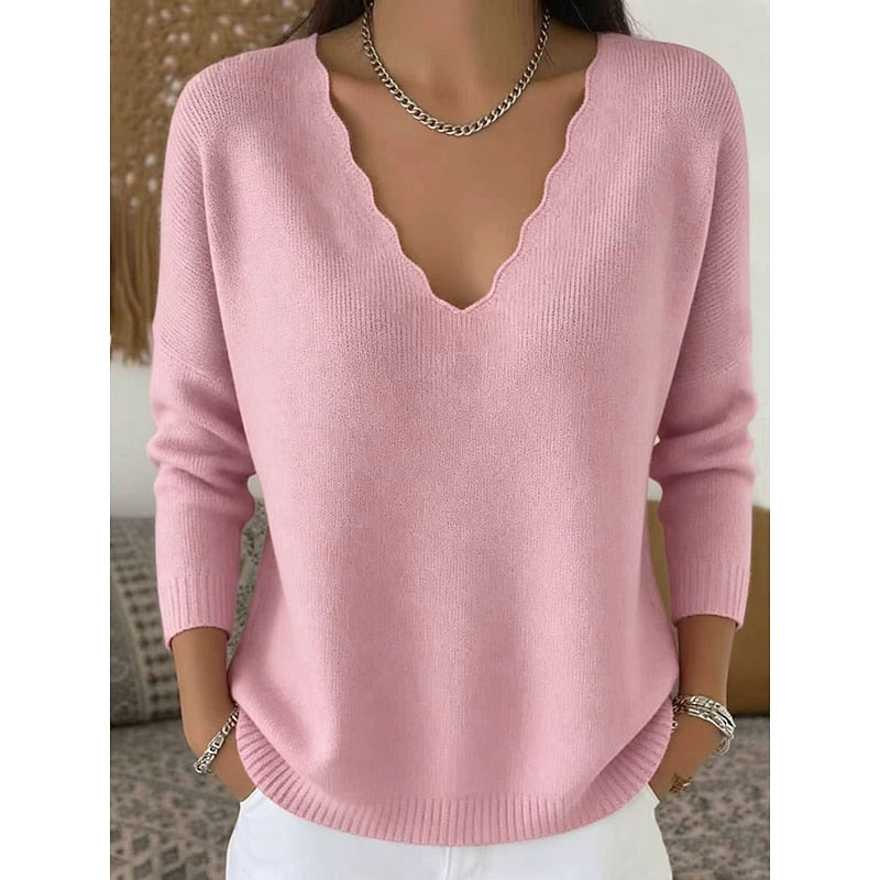 Margot | Scalloped Halloween V-Neck Sweater
